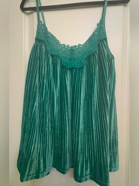 BiBi Teal Pleated Satin Camisole Top M